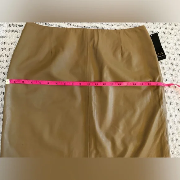 NWT DANA BUCHMAN Beige Taupe 100% Lambskin Classic Pencil Skirt Women’s Size 12 - Picture 15 of 16